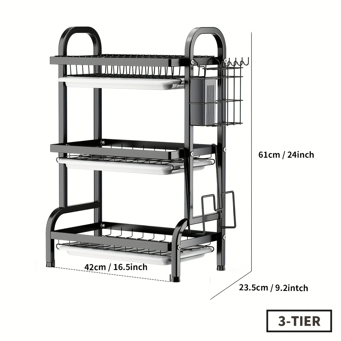 Three-Tier Kitchen Dish Rack – Space-Saving Countertop Dish Holder