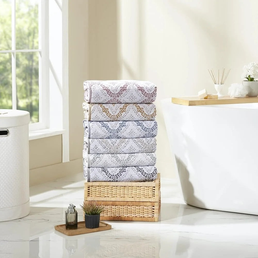 Luxuriously Soft Reversible Jacquard Cotton Bath Towel Set