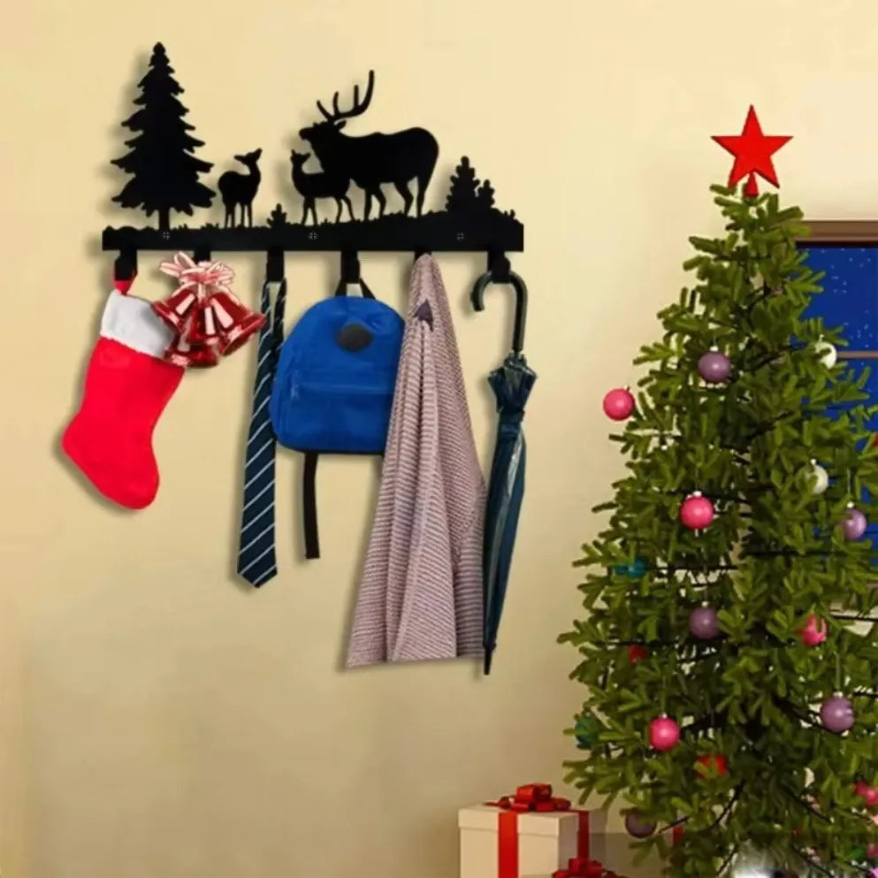 Metal Wall-Mounted Coat Hooks Towel and Clothes Hanger Rack