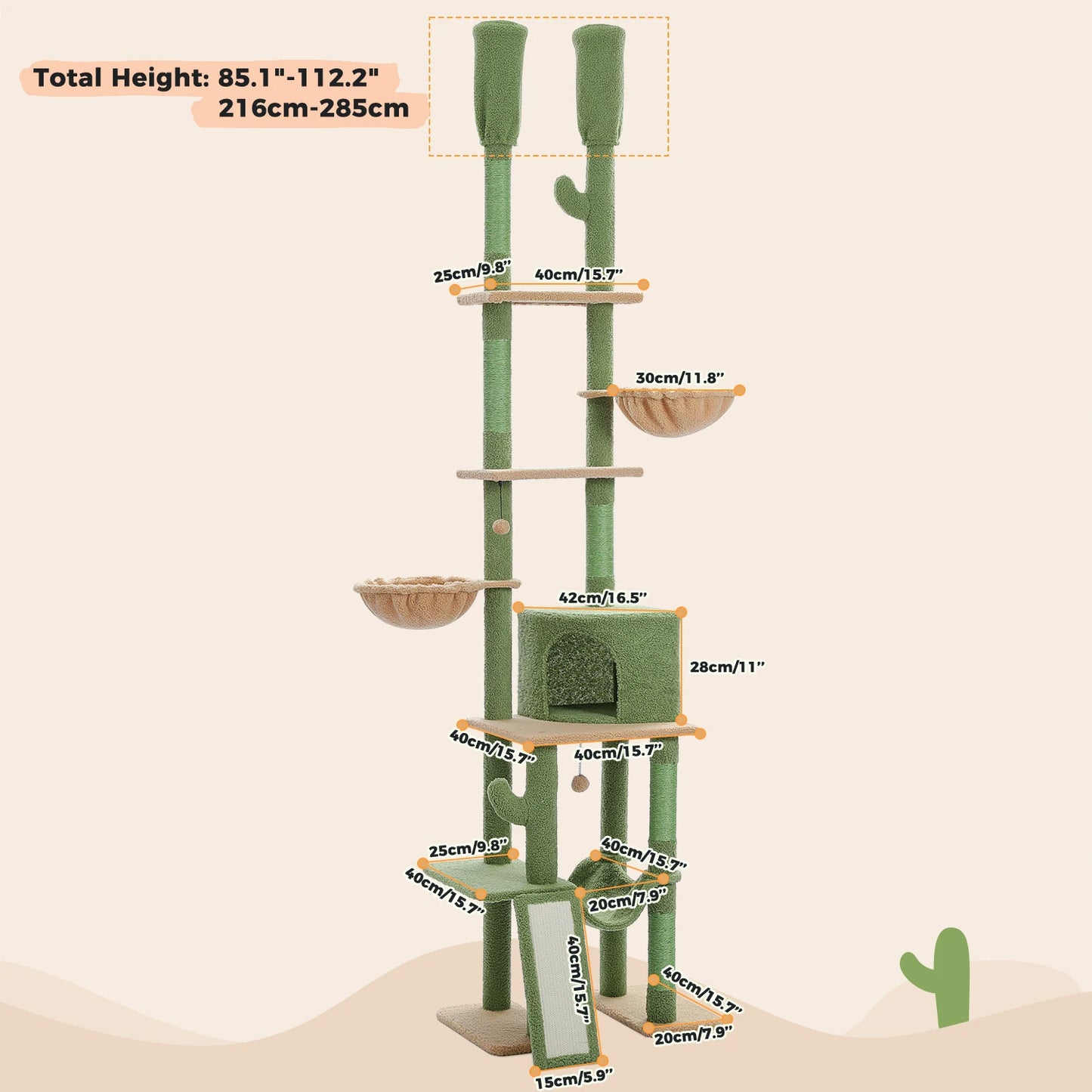Multi-Level Indoor Climbing Furniture with Scratching Post and Cozy Condo