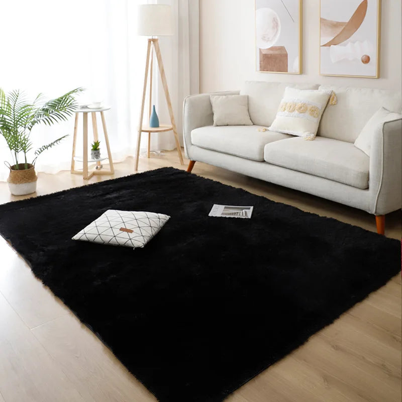 White Fluffy Furry Rug – Modern Soft Carpet for Living Room & Bedroom