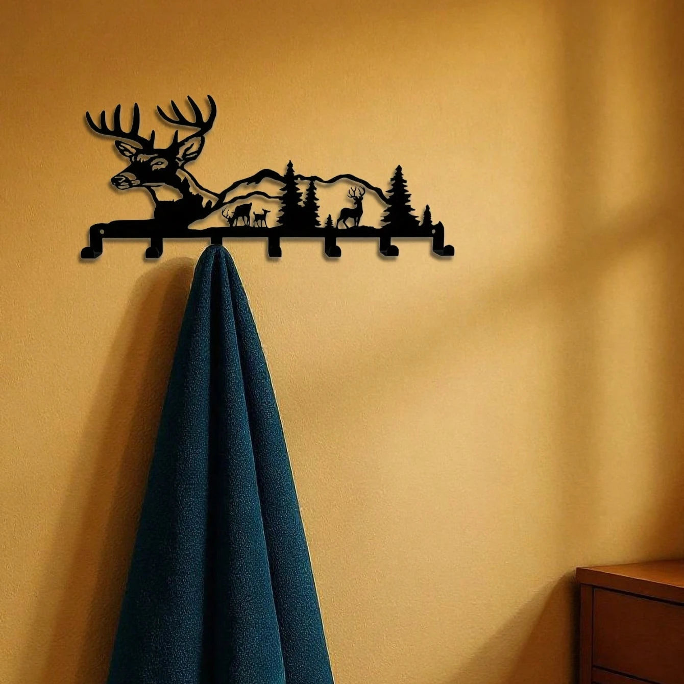 Deer & Forest Wall Sculpture Key Holder Nature-Inspired Organizer