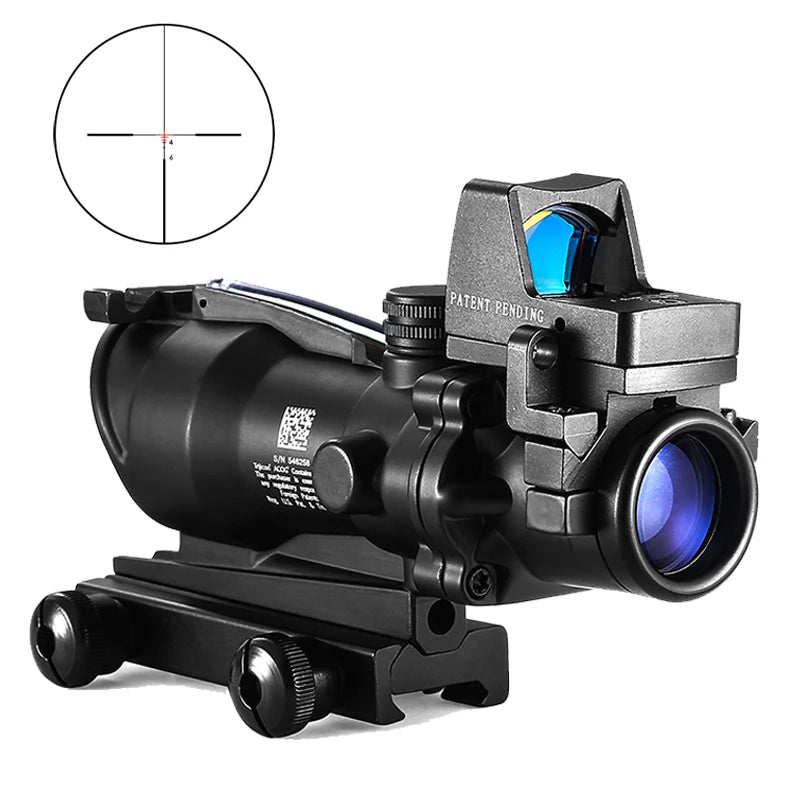 Adjustable 4x32 Tactical Scope with Red Dot – 1x–4x Optic for 20mm Rails
