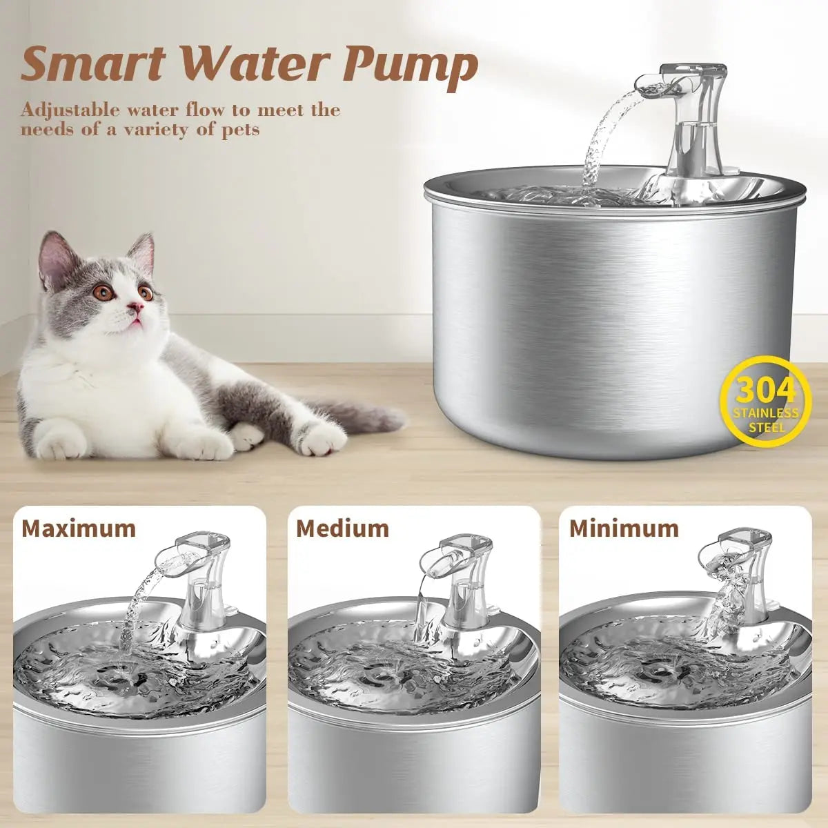 Stainless Steel Automatic Pet Water Fountain – Fresh Water Dispenser
