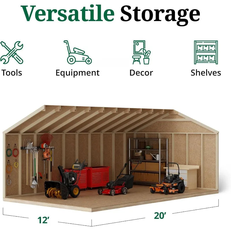 Workshop Shed with Floor, Precut Kit with Windows & Work Area