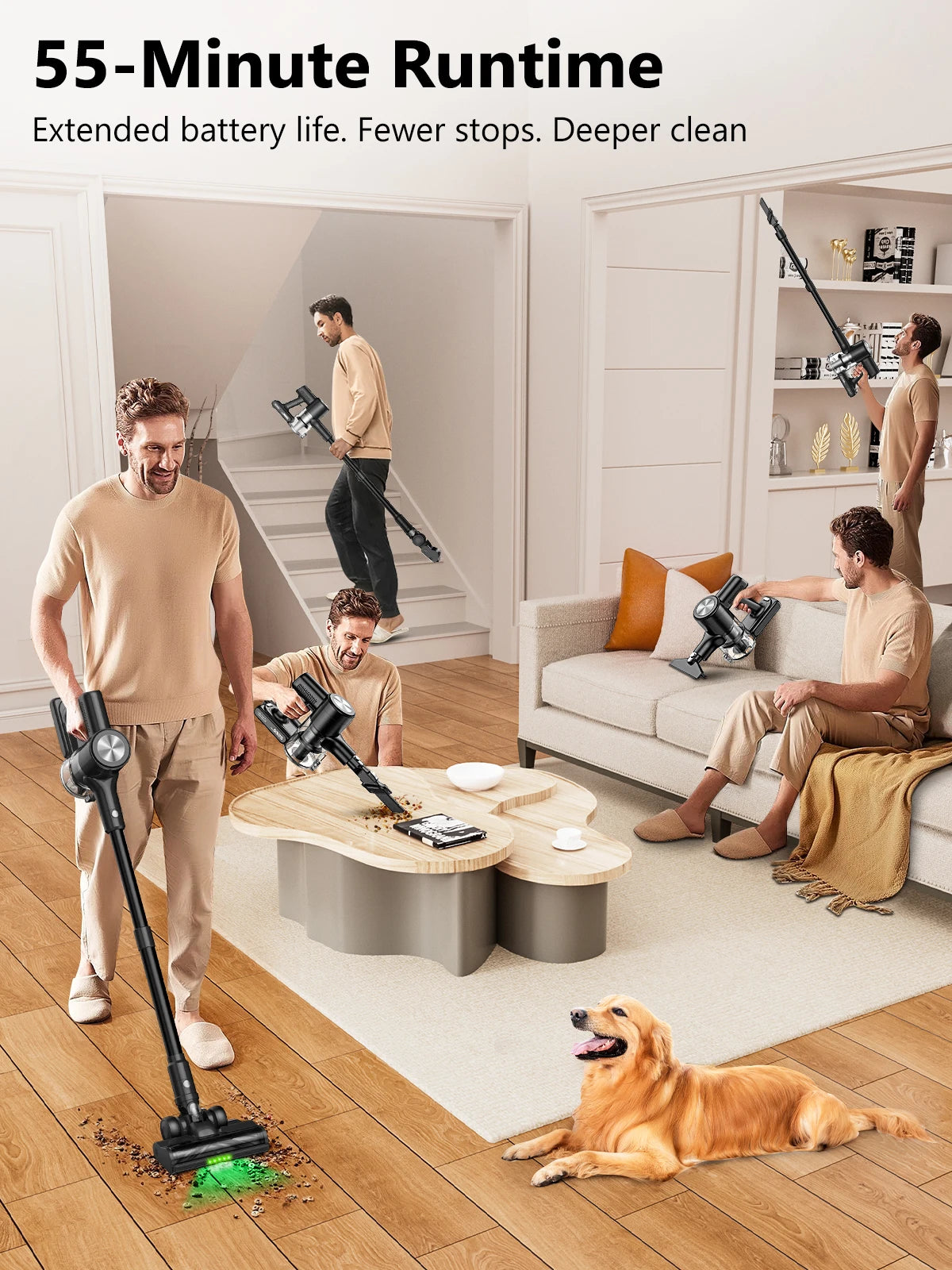 Lightweight Cordless Vacuum Cleaner – Self-Standing, Powerful Stick, Multi-Functional
