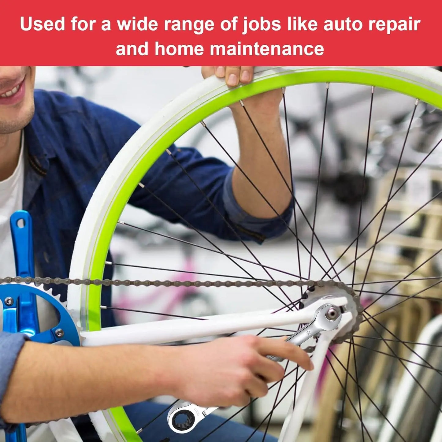 12-Piece Metric Flex-Head Ratcheting Wrench Set with Storage Bag