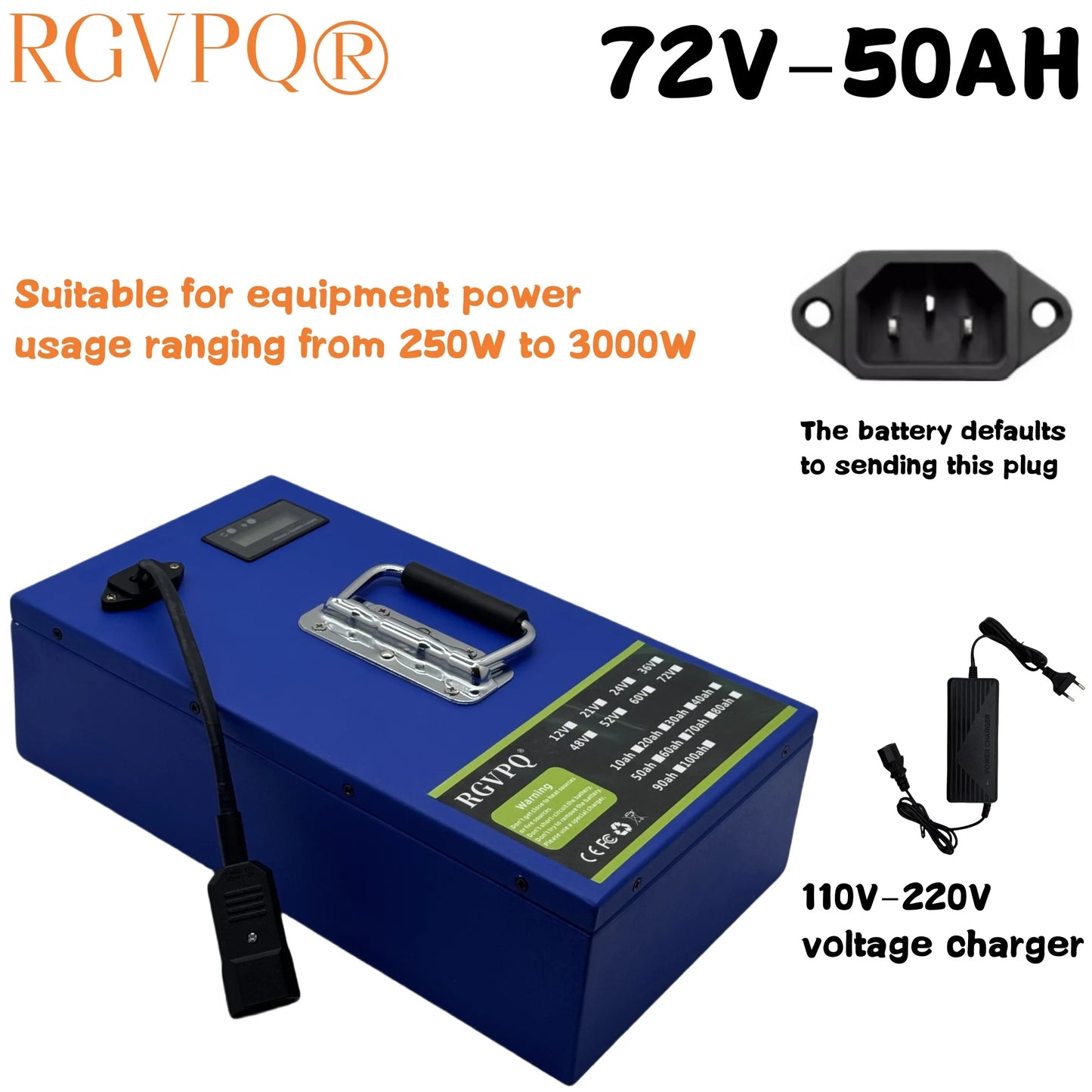 72V 100Ah Lithium Battery Pack – Full Capacity 18650 Cells for 250–3000W Motors