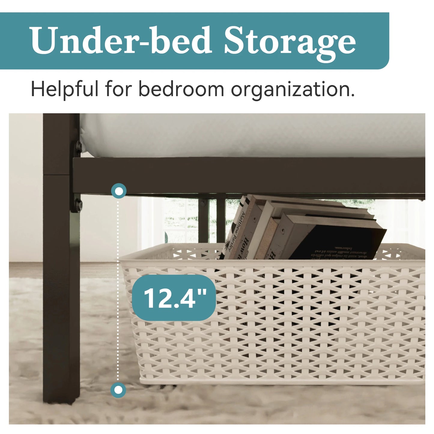 HOOMIC 4-Poster Canopy Bed Frame – Reinforced Crossbar Design
