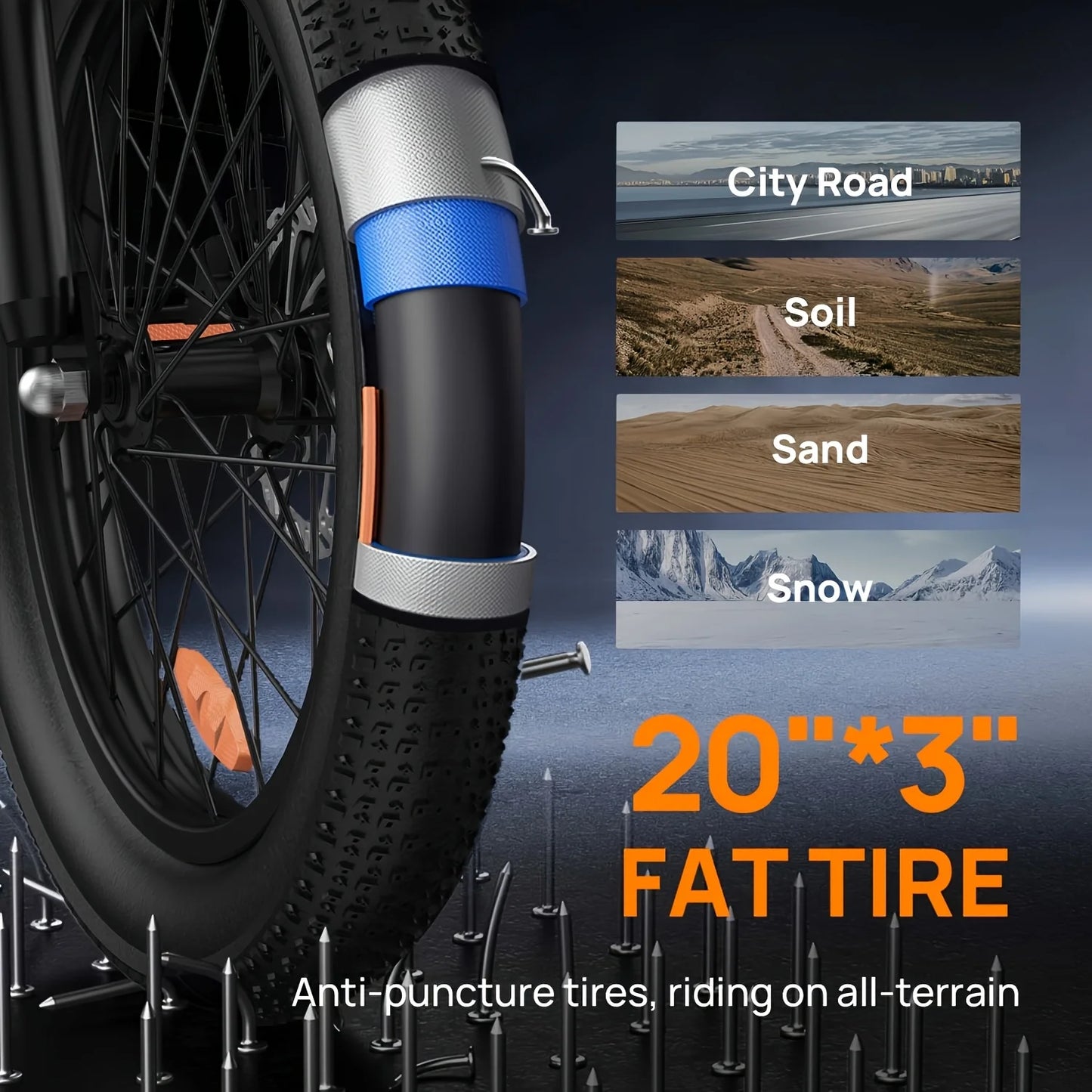 URLIFE E20 Electric Bike – 1000W Motor, 48V 13Ah Battery, Fat Tire, 20MPH, 7-Speed