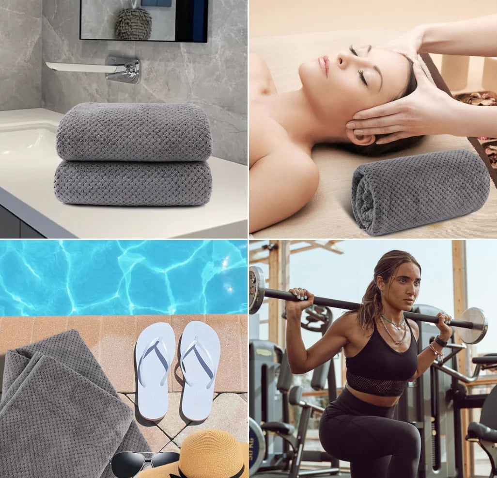 Pack of 2 Microfiber Bath Towels – Ultra-Soft, Quick-Drying & Highly Absorbent