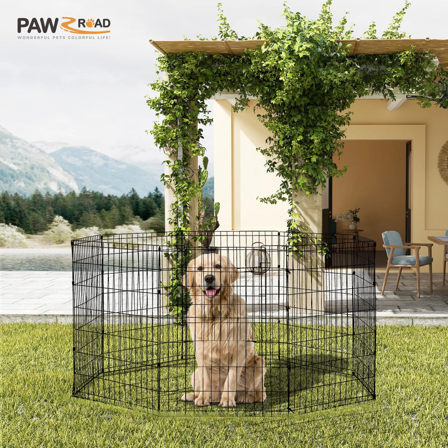 Foldable Metal Dog Playpen – Pet Fence for Dogs, Puppies, and Cats
