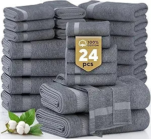 Cotton Bathroom Towel Set Bath Sheets, Hand Towels & Washcloths