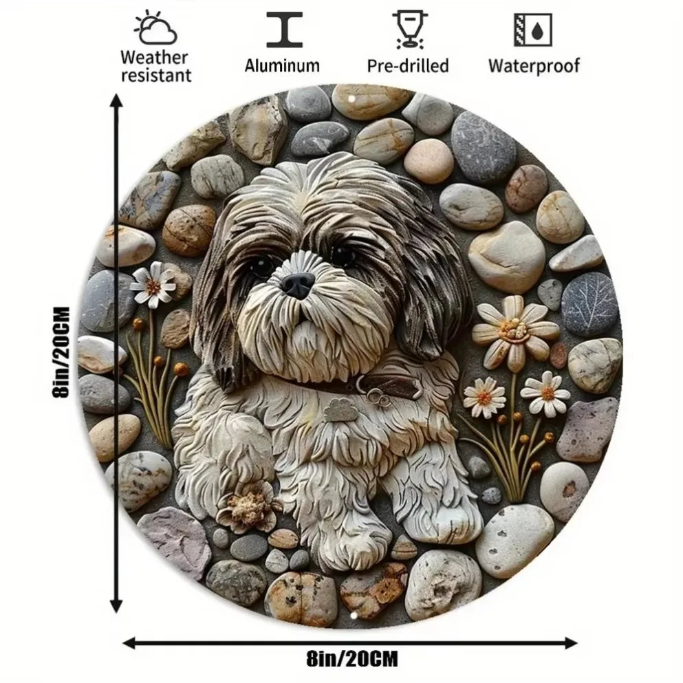 Shih Tzu Aluminum Wreath Cute Metal Ornament for Everyday Display