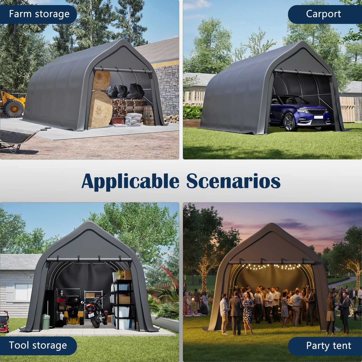Instant Garage, Enclosed Carport & Storage Shed – All-Weather Protection