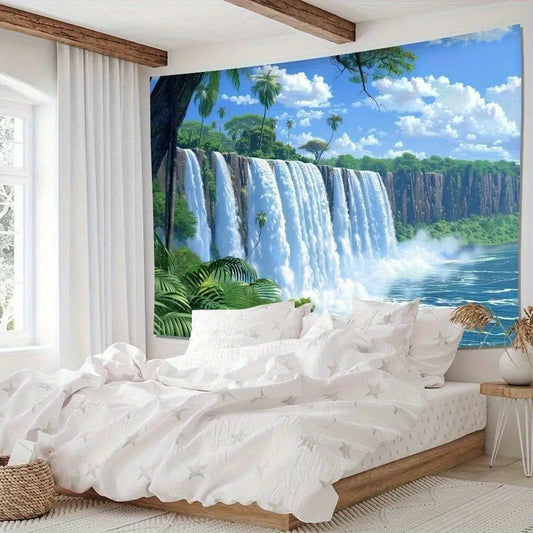 Waterfall Tapestry Tropical Jungle Wall Hanging Nature Landscape