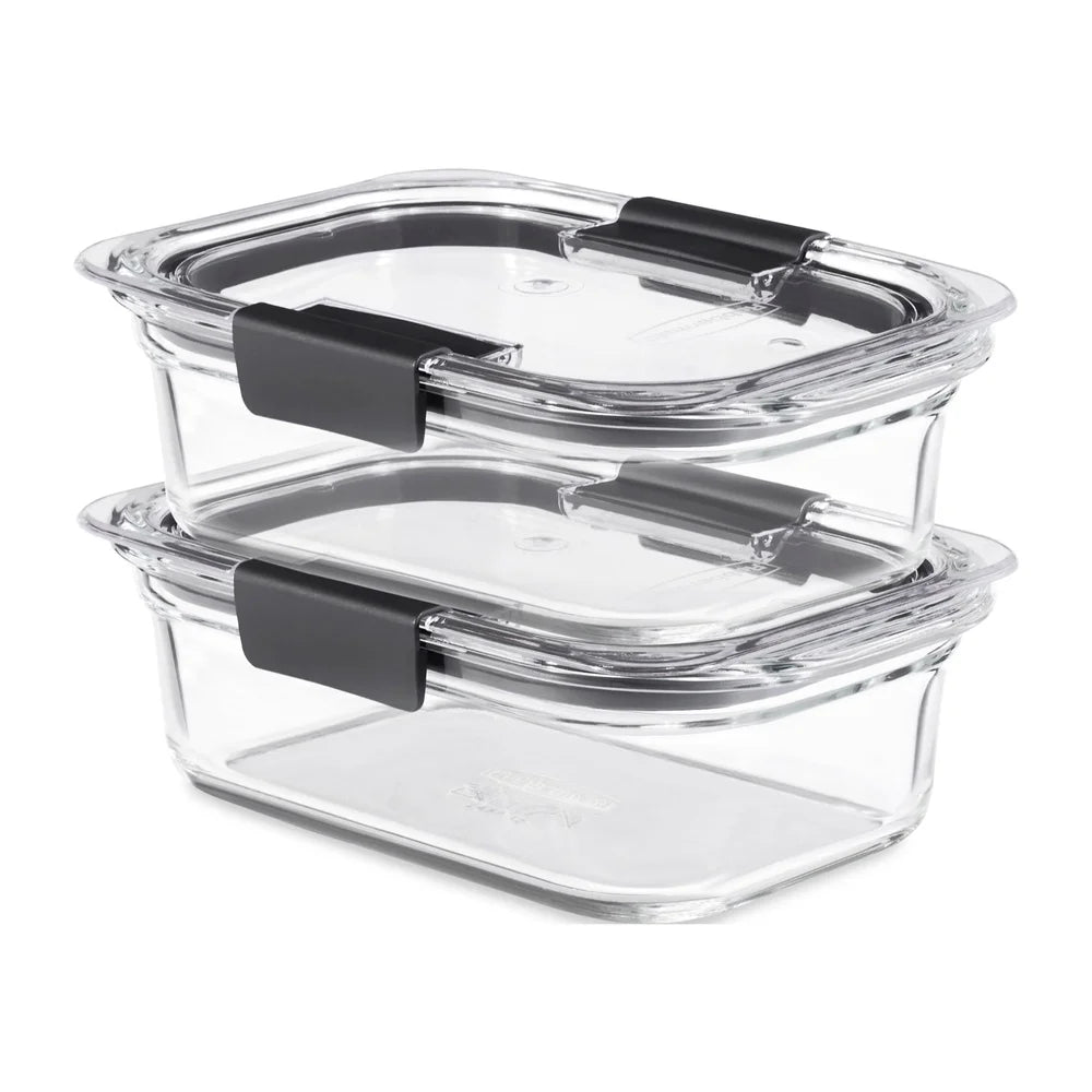 Airtight Leak-Proof Glass Food Storage Containers – Set of 2, Microwave & Oven Safe