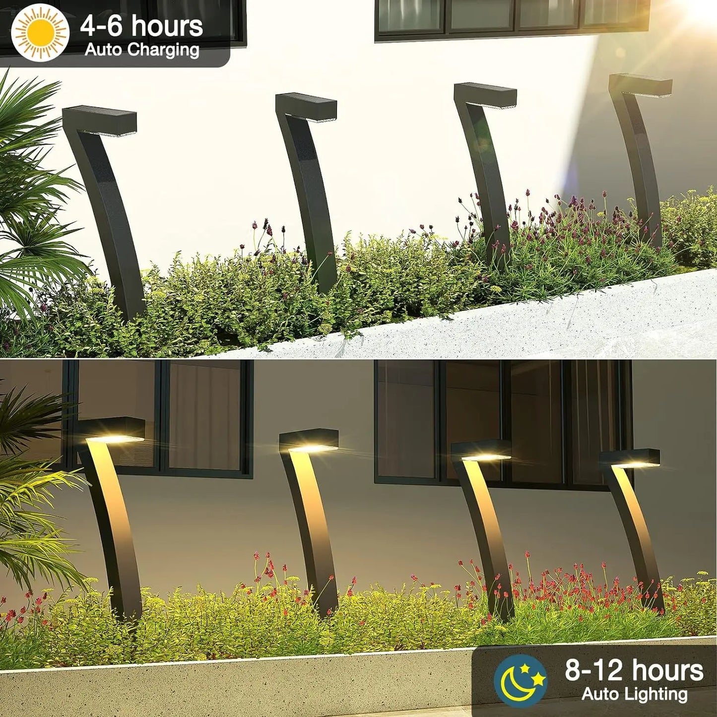 6-Pack Solar Pathway Lights,12-Hour Outdoor Garden Lighting