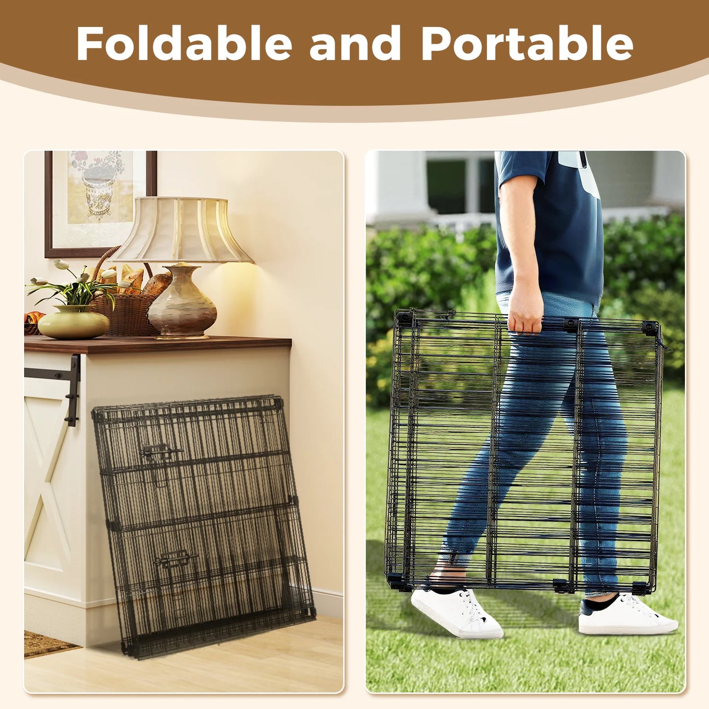 Foldable Metal Dog Playpen – Pet Fence for Dogs, Puppies, and Cats