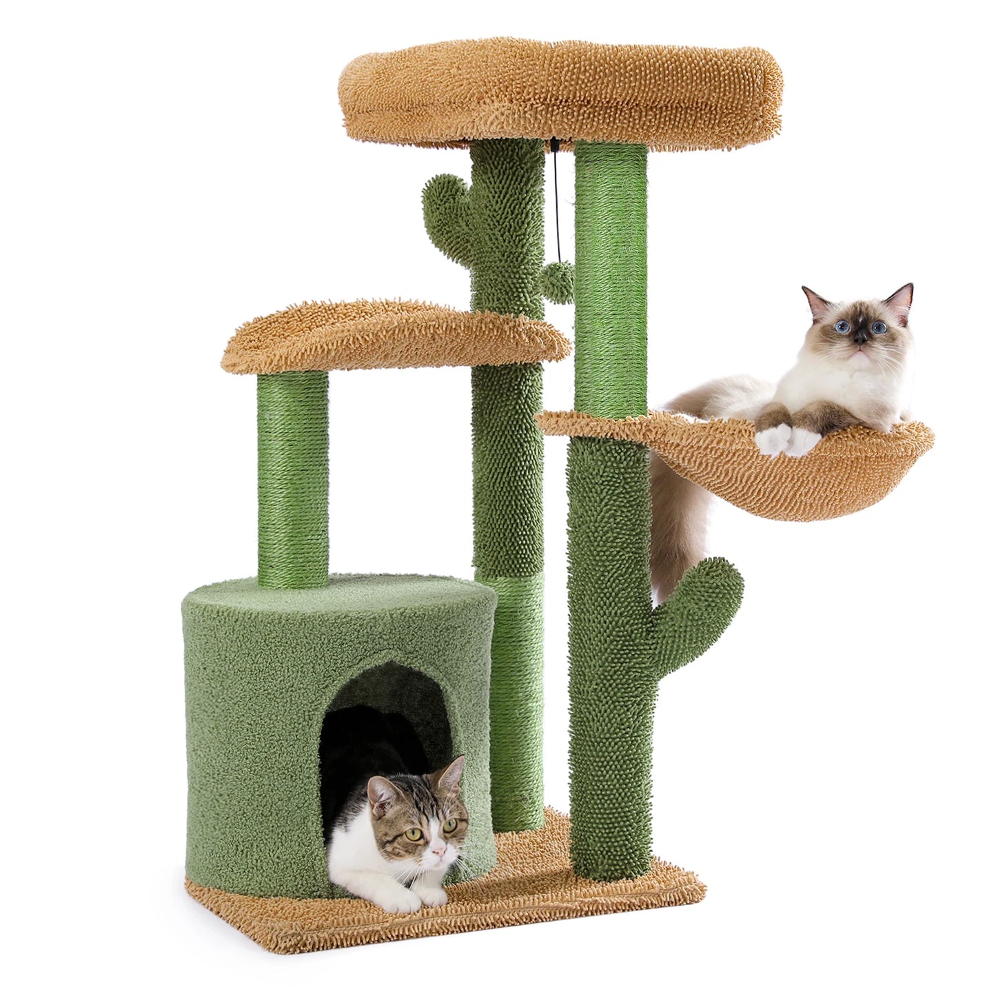 Cactus Cat Tree Tower Scratching Post and Cozy Condo