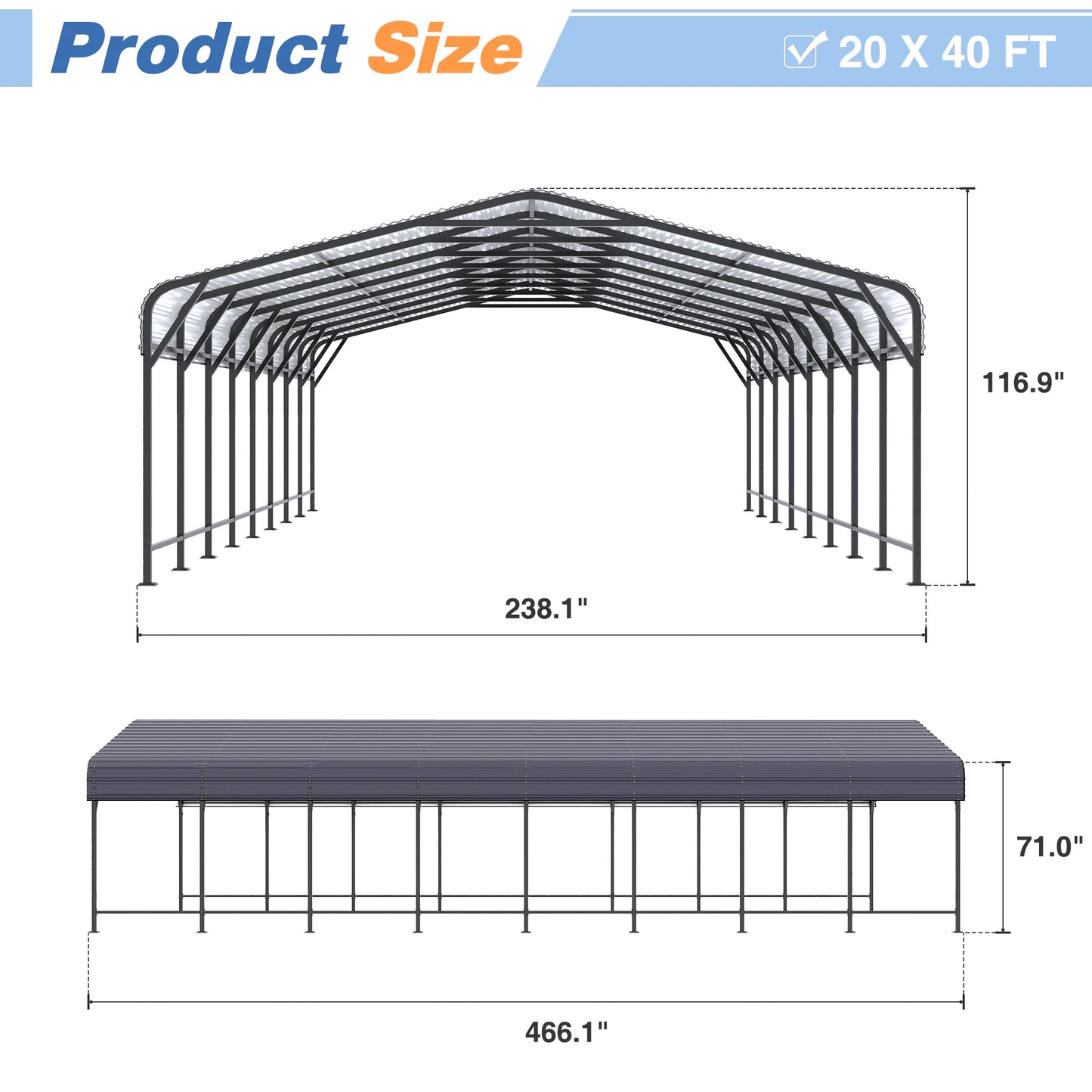 Heavy Duty Galvanized Metal Carport – Pickup Truck Shelter