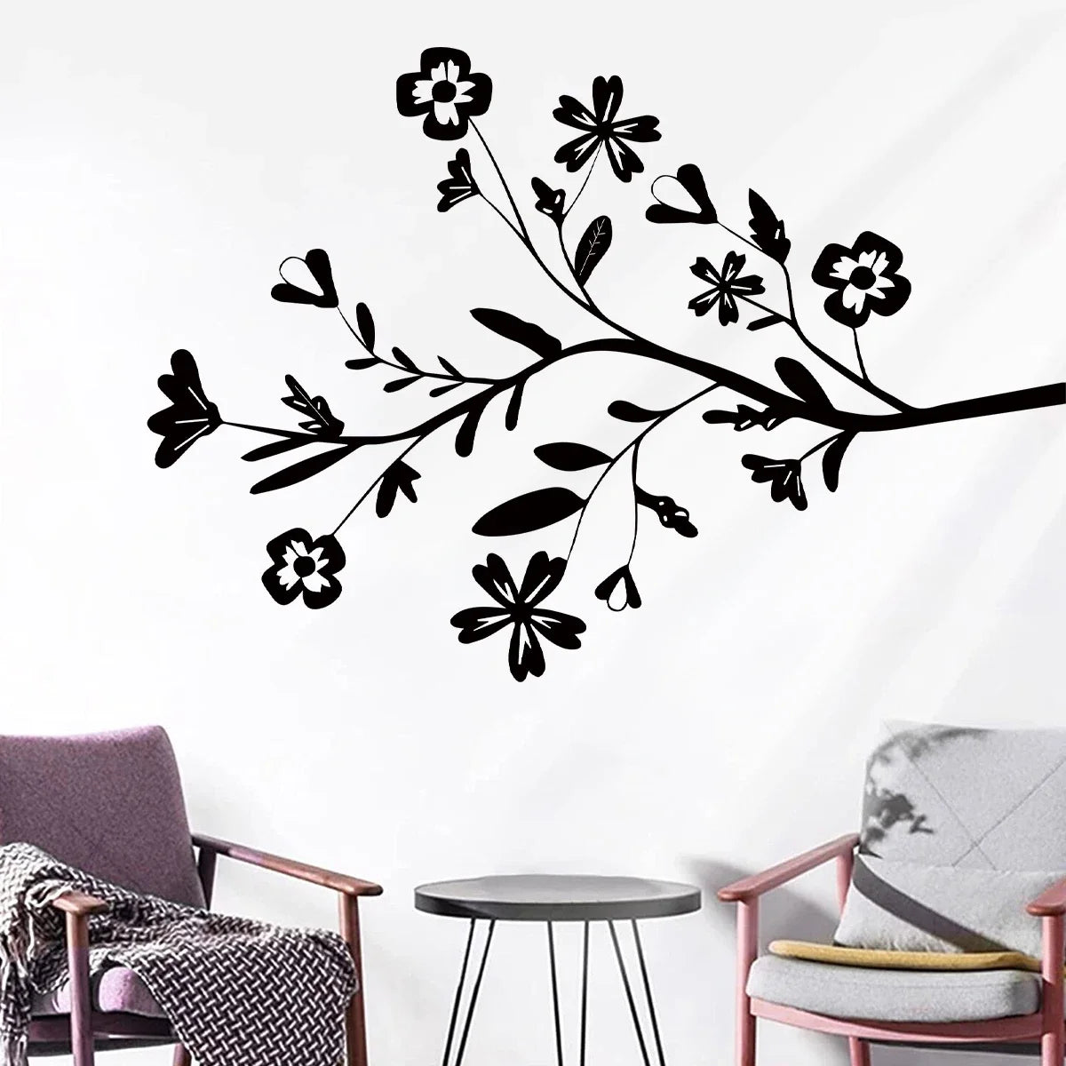 Bird & Peach Blossom Elegant Floral Window & Wall Décor Sticker