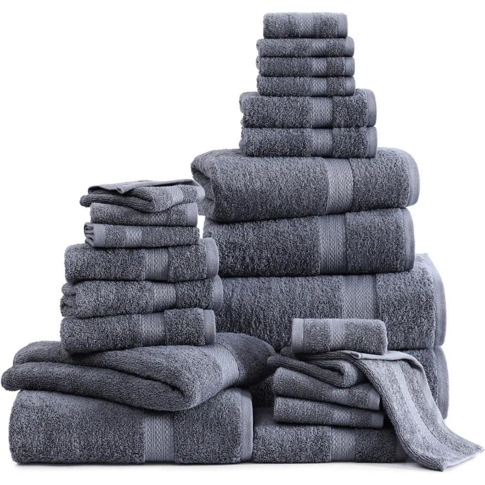 Cotton Bathroom Towel Set Bath Sheets, Hand Towels & Washcloths