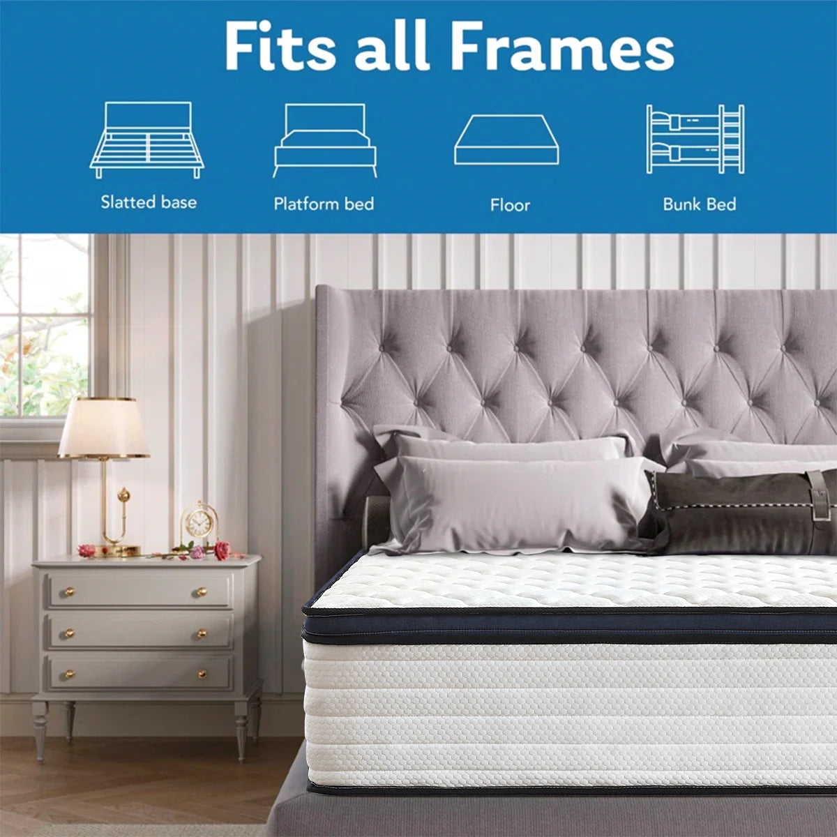 Gel Memory Foam Hybrid Mattress – Medium Firm, Pressure Relief, Motion Isolation