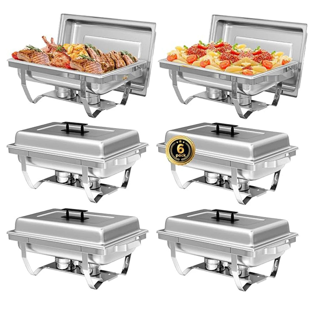 8QT Electric Stainless Steel Chafing Dish Buffet Set 4 Pack Full-Size Pans