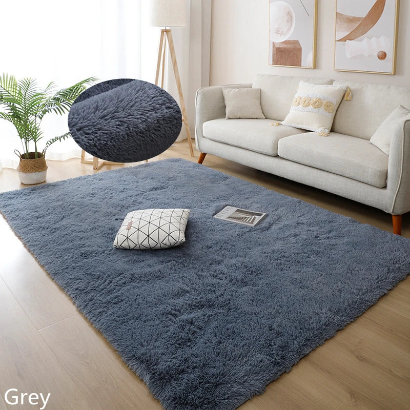 White Fluffy Furry Rug – Modern Soft Carpet for Living Room & Bedroom