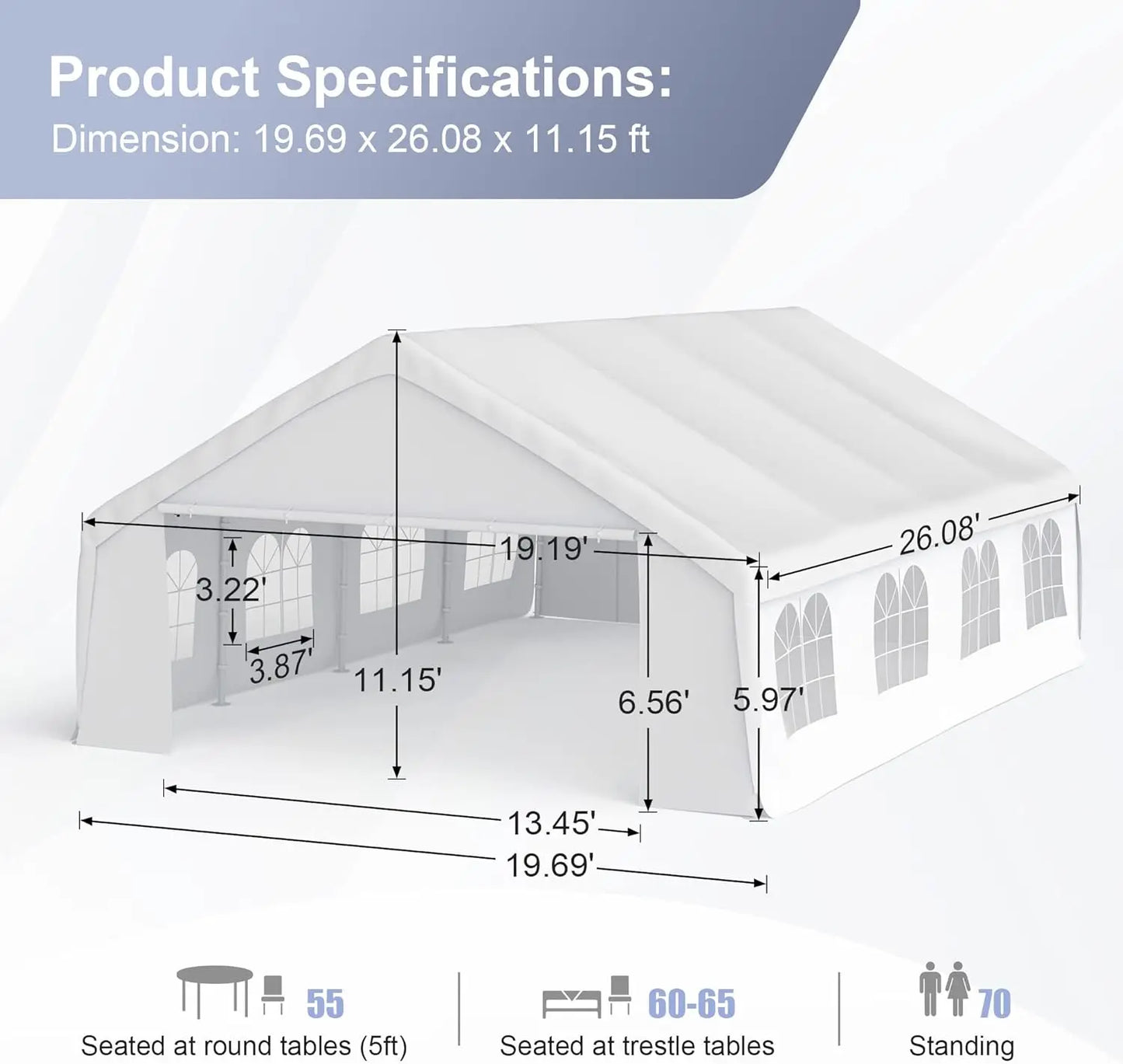 Large Heavy-Duty Canopy Tent – Versatile Shelter for Parties, Carport & Garage