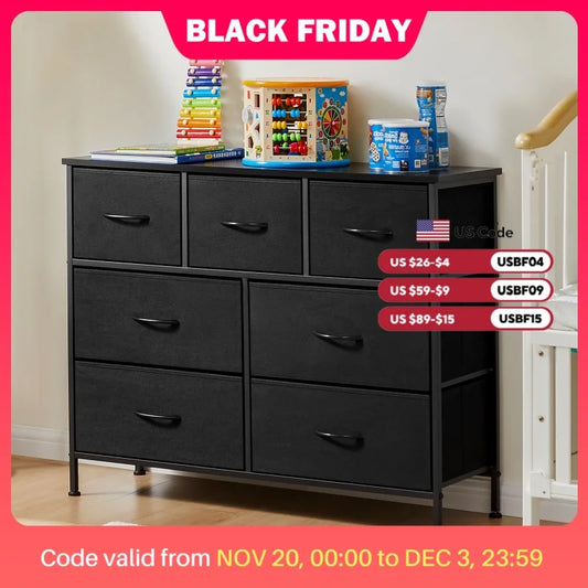 JHK 7-Drawer Fabric Dresser – Bedroom & Living Room Storage Chest