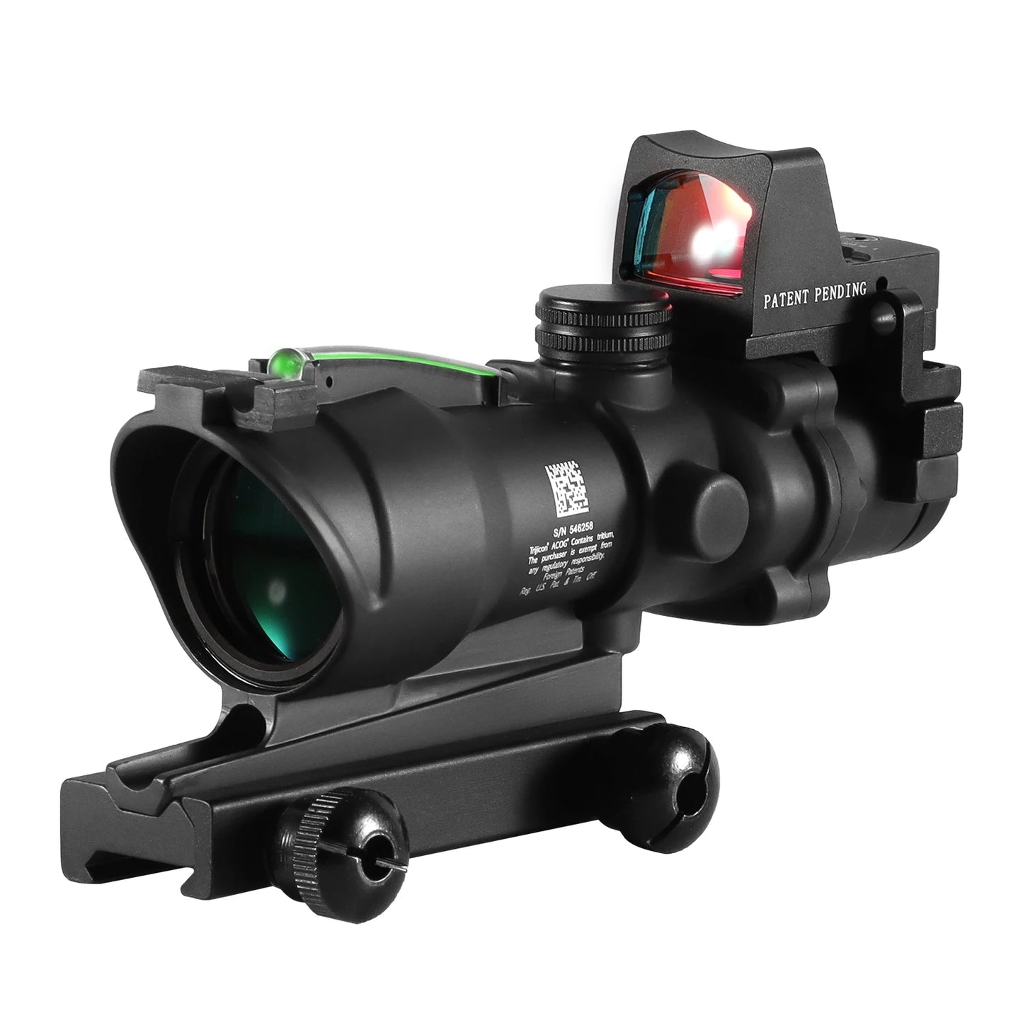 Adjustable 4x32 Tactical Scope with Red Dot – 1x–4x Optic for 20mm Rails
