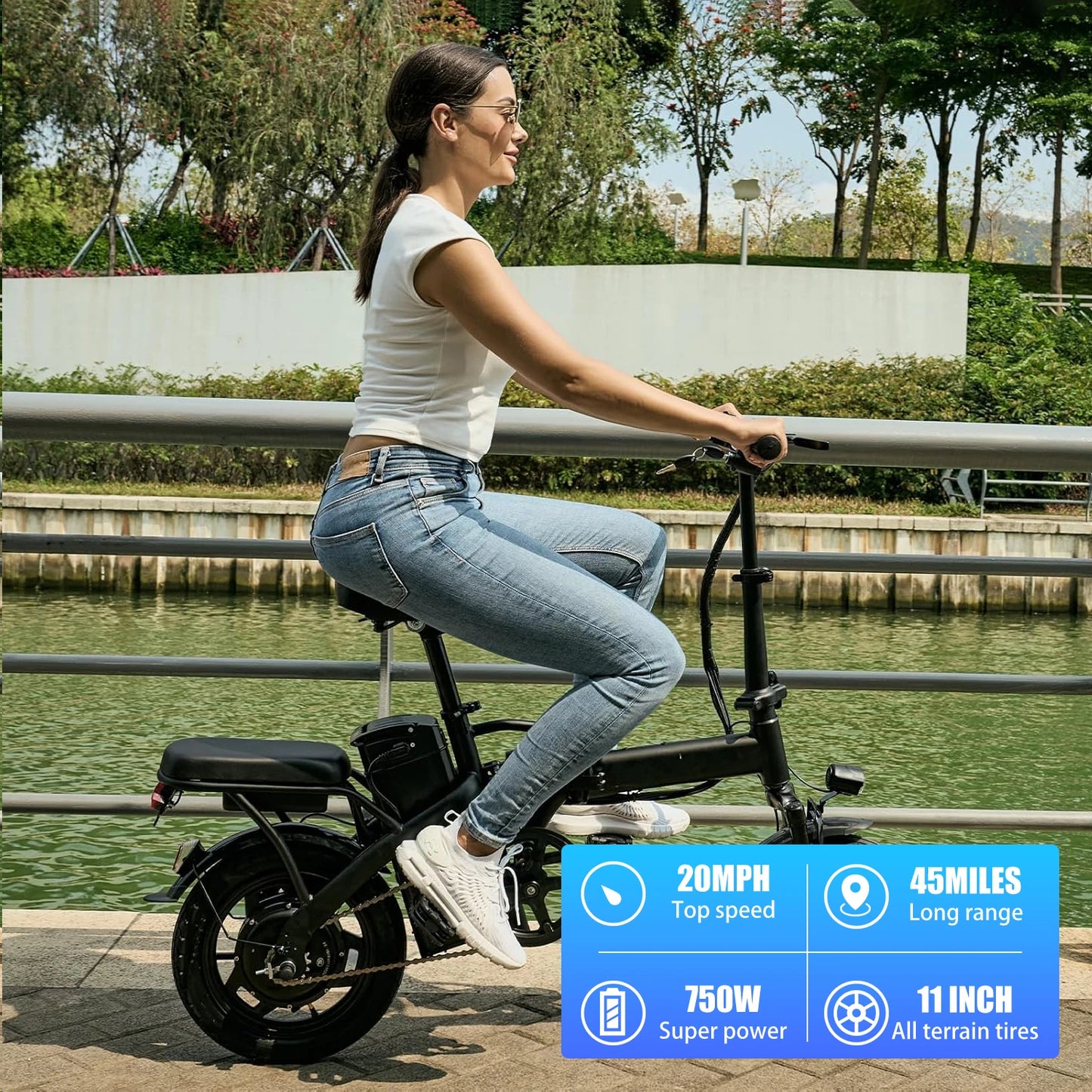 14" Folding Electric Bike – 400W Motor, 48V Removable Battery, 20 MPH, 1-Year Warranty
