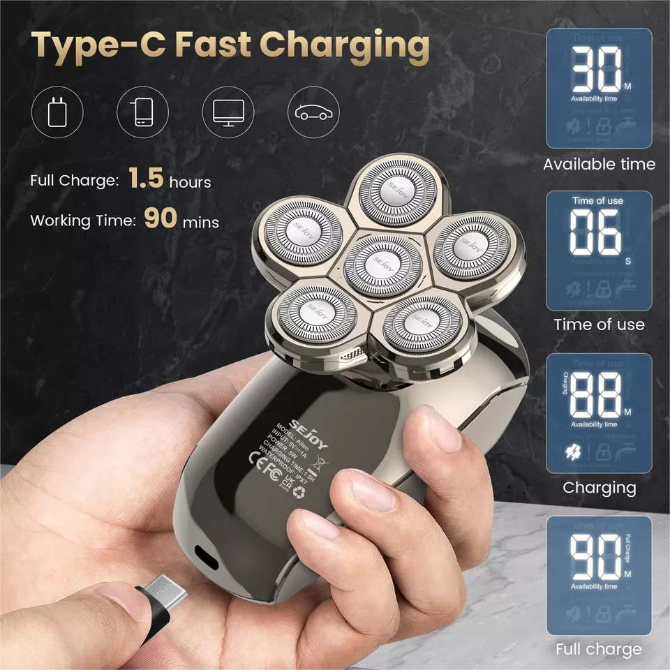 Electric Shaver for Men – Bald Head Shaver, Wet & Dry Razor