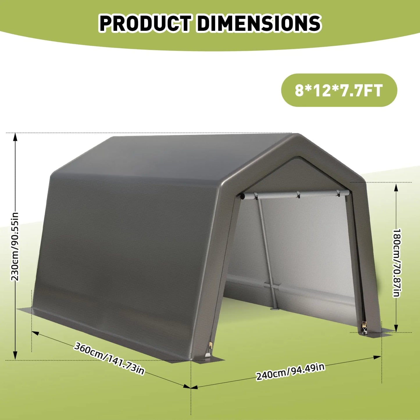 Heavy-Duty Carport – Portable Garage & Canopy with Doors and Windows