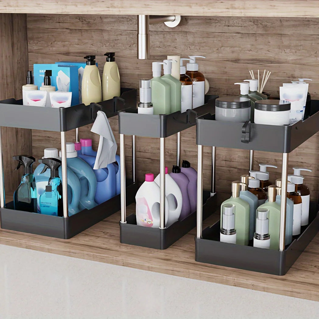 Under Sink Organizer Countertop Storage Racks for Bathroom, Kitchen