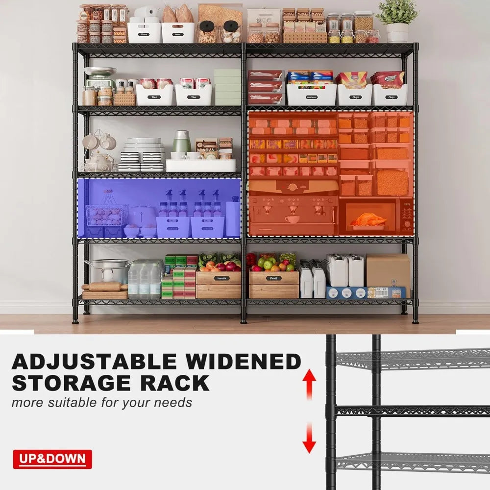 1500 # Heavy-Duty 5-Tier Metal Wire Shelving Unit Adjustable Storage