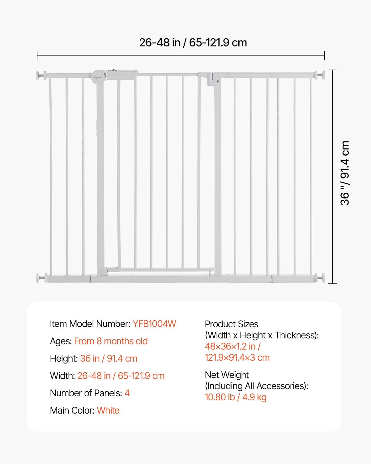 Extra Tall Pet & Child Safety Gate, Easy Step Walk-Thru