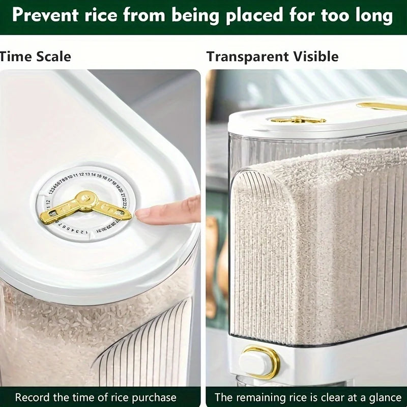 5kg/10kg Rice Dispenser with Measuring Cup & Time Markings