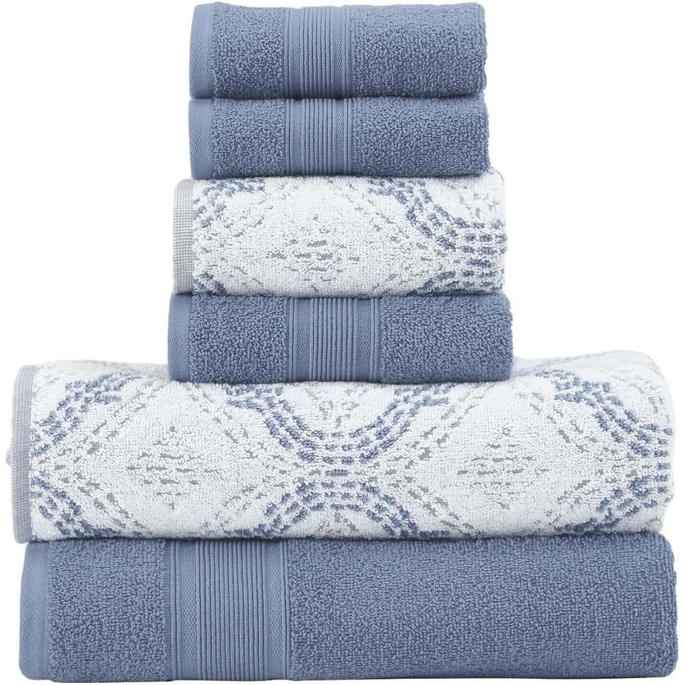 Luxuriously Soft Reversible Jacquard Cotton Bath Towel Set