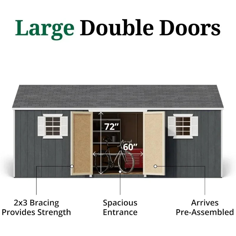 Workshop Shed with Floor, Precut Kit with Windows & Work Area