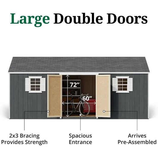 Workshop Shed with Floor, Precut Kit with Windows & Work Area