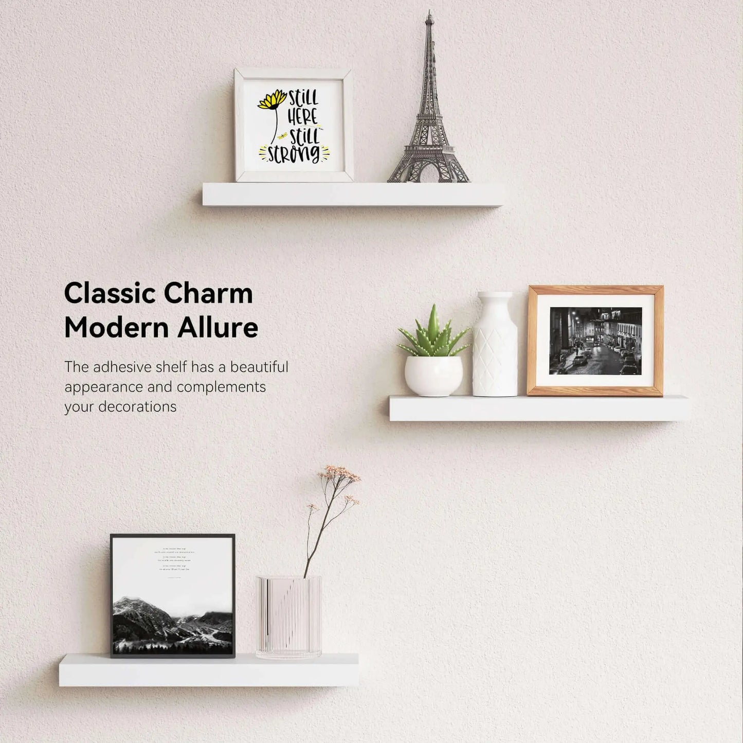 White Floating Wall Shelves – Modern Wall-Mounted Display Shelves