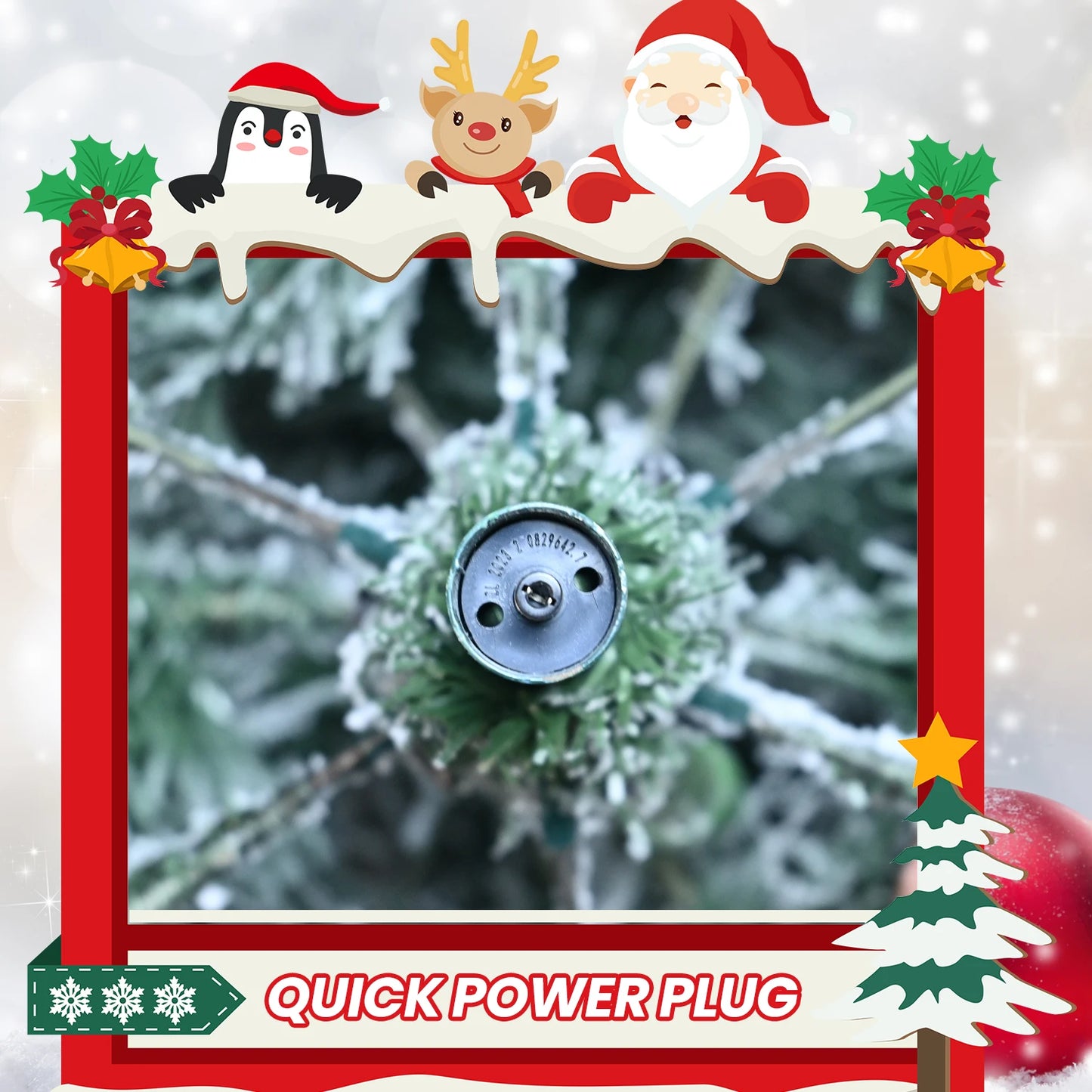 Snow Flocked Artificial Christmas Tree Pre-Lit Full-Bodied Warm Lights