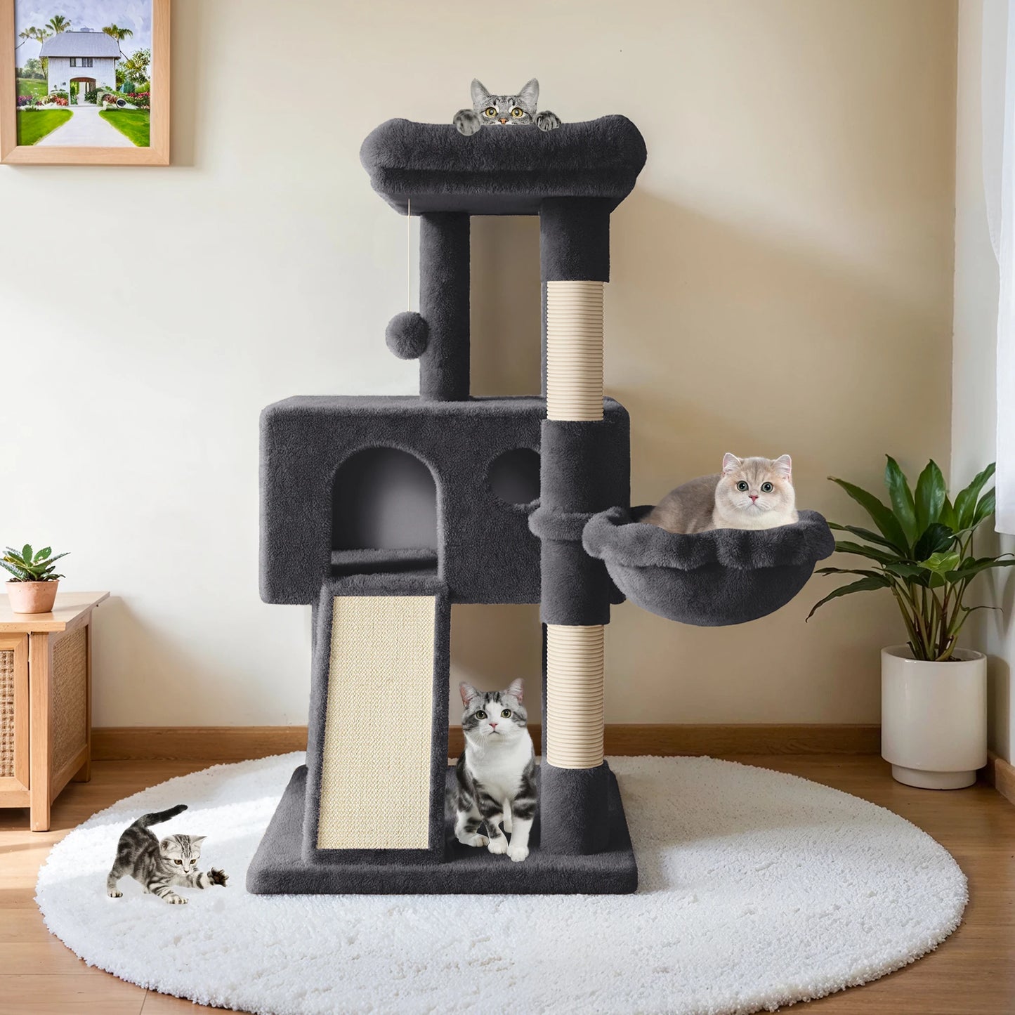 🐾 HOOMIC 36” Cat Tree for Indoor Cats – Multi-Level Condo