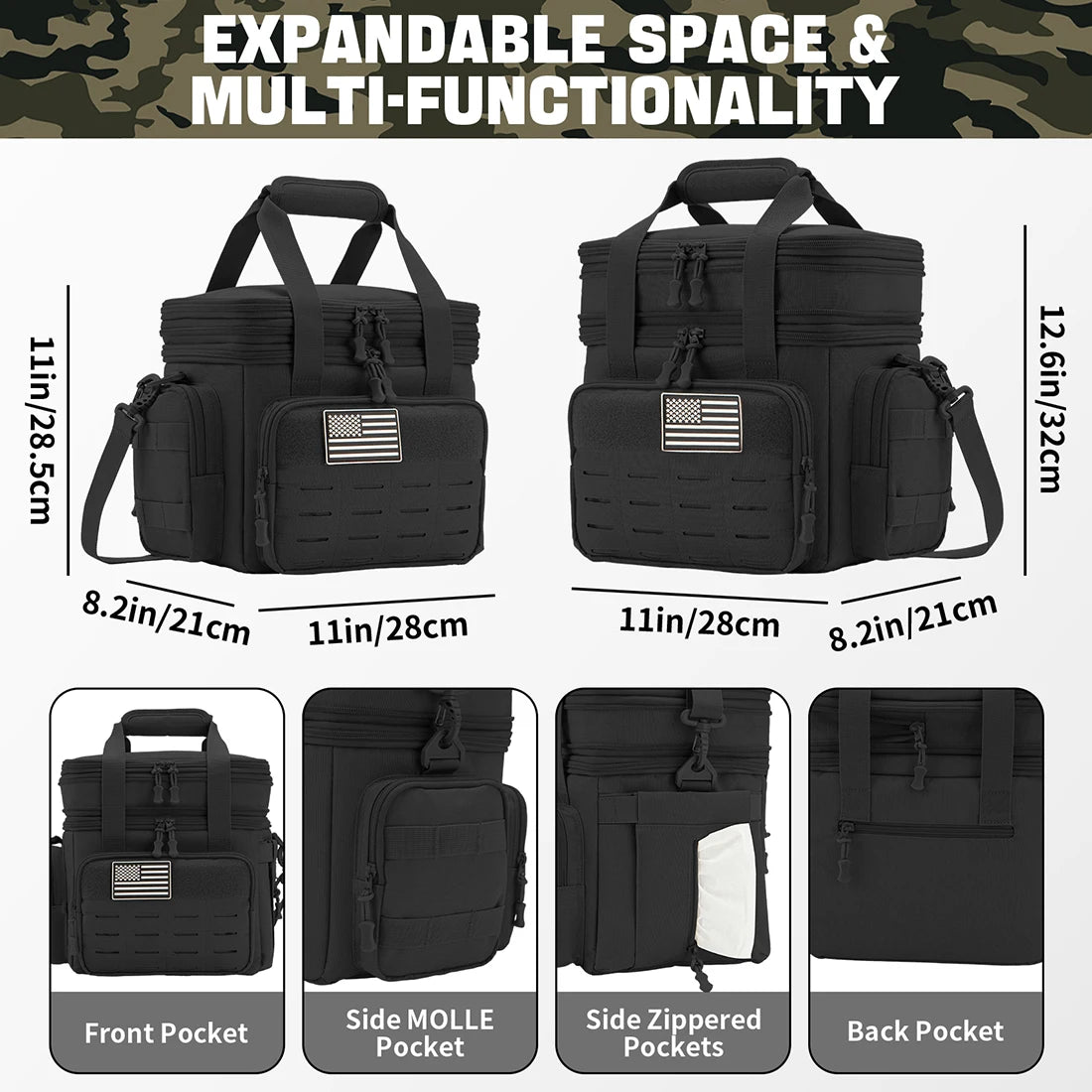 Tactical Lunch Box Expandable Leak Proof Insulated Cooler Bag,