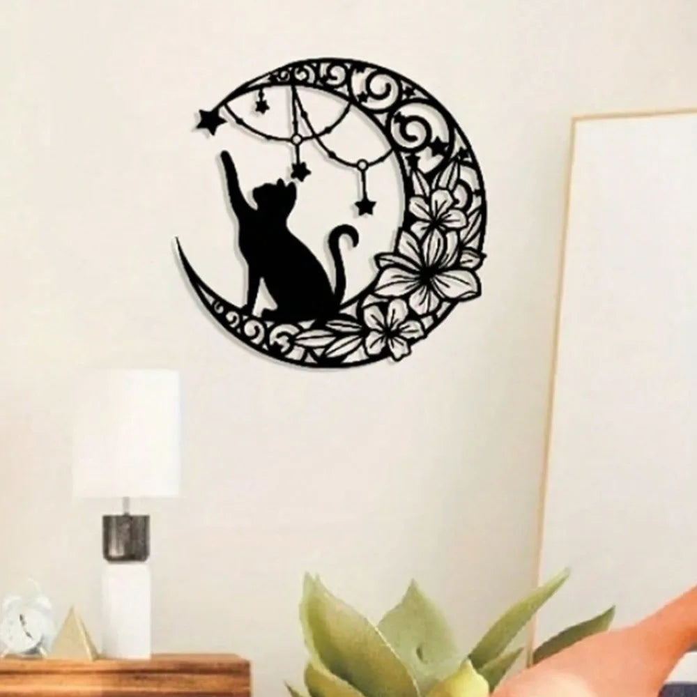 Black Cat Metal Wall Decor Pendant – Multifunctional & Durable