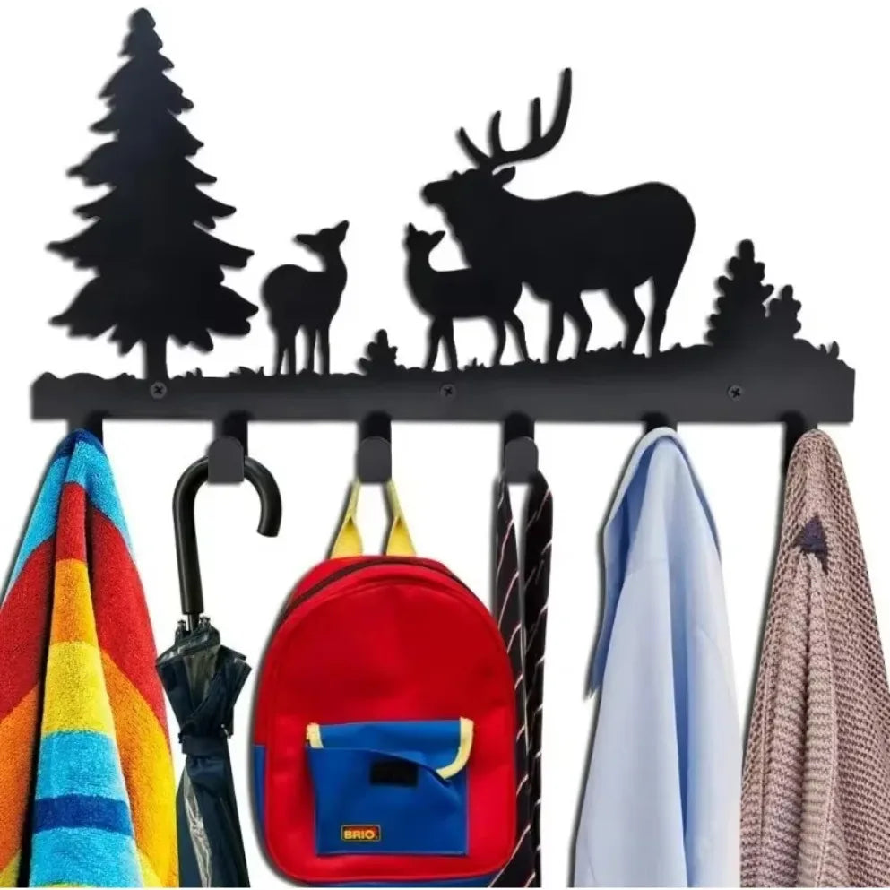 Metal Wall-Mounted Coat Hooks Towel and Clothes Hanger Rack