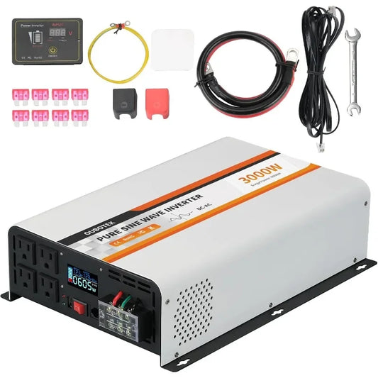 3000W Pure Sine Wave Power Inverter – 12V to 120V with LCD Display & Remote